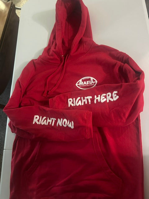 Right Here Right Now hoodie, sleeve print